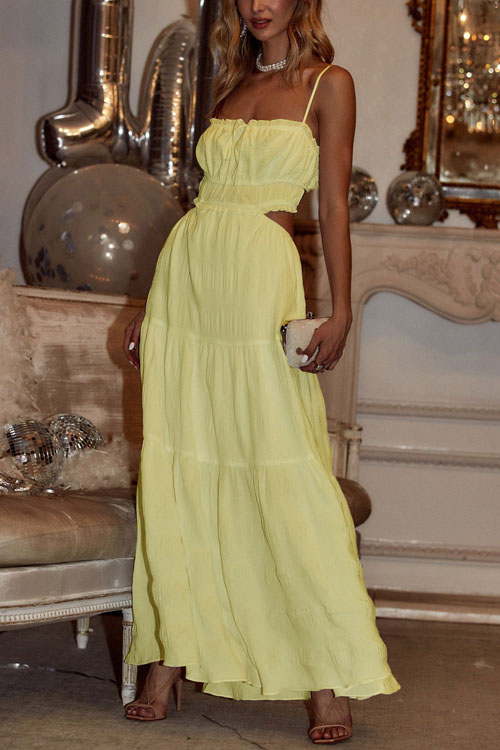 Kathiadress Solid Color Splice Open Back Maxi Dress