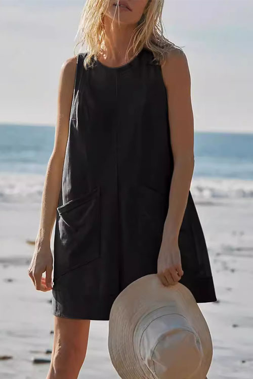 Kathiadress Summer Loose Sleeveless Pocket Jumpsuit