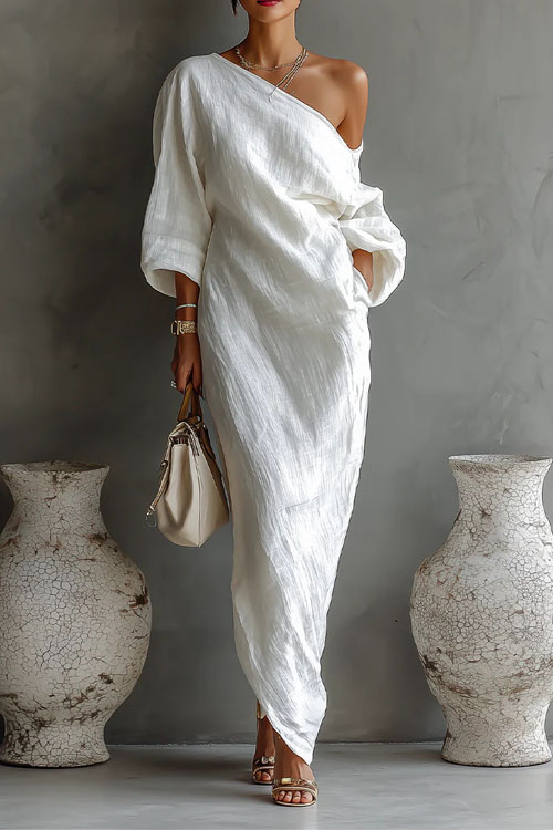 Kathiadress Off-shoulder mid-waist pullover long dress