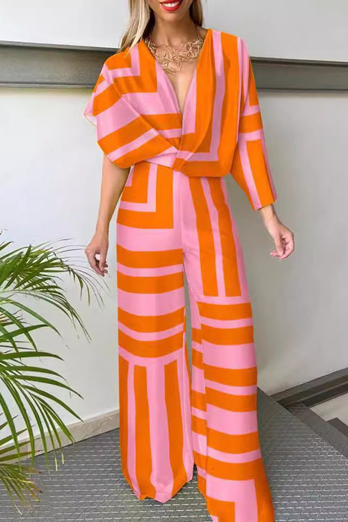 Kathiadress Asymmetrical Short Sleeve V-neck Jumpsuit