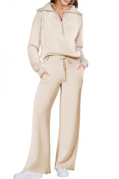 Kathiadress Casual zip-up sweatshirt + pants two-piece set