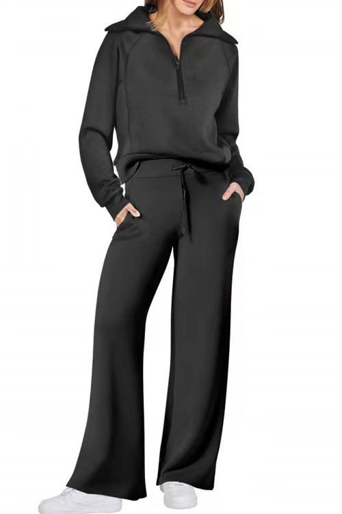 Kathiadress Casual zip-up sweatshirt + pants two-piece set