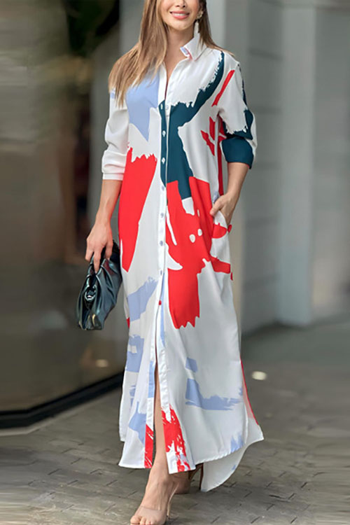 Kathiadress Casual Loose Split Shirt Dress