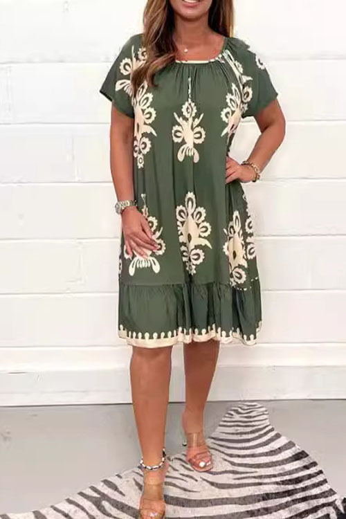 Kathiadress Summer Floral Short Sleeve Dress