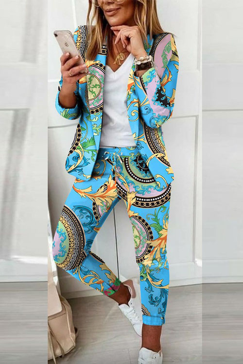 Kathiadress Printed and fashionable suit two piece set