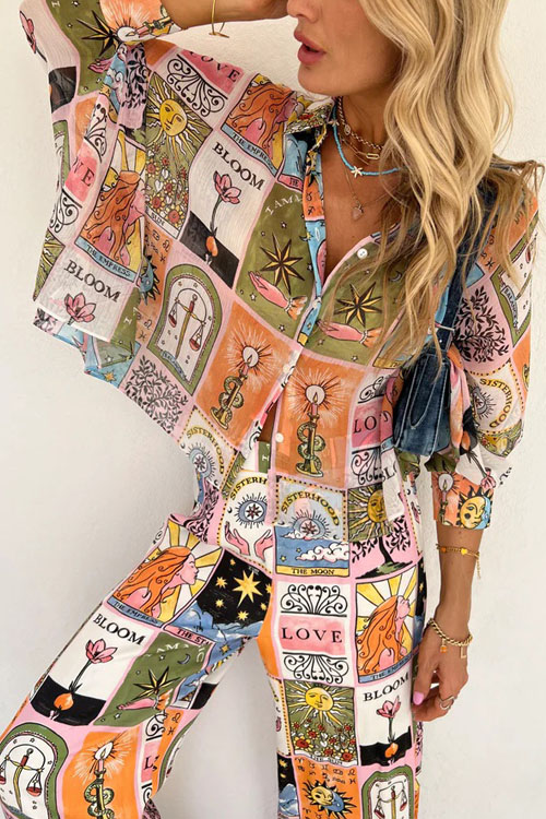 Kathiadress Batwing Sleeve Printed Loose Two-piece