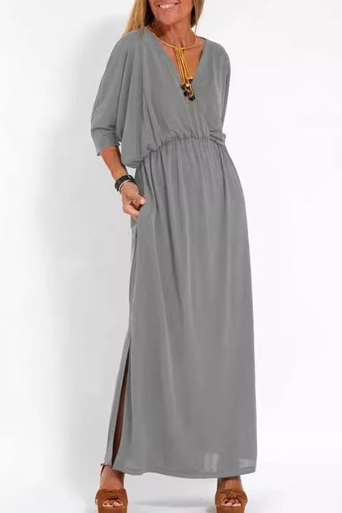 Kathiadress Fashion Solid Color High Waist Split Dress