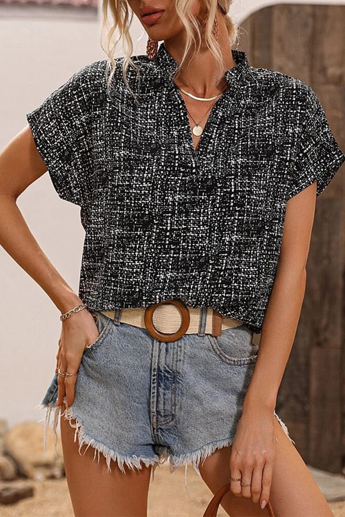 Kathiadress V-neck Printed Short Sleeve Shirt
