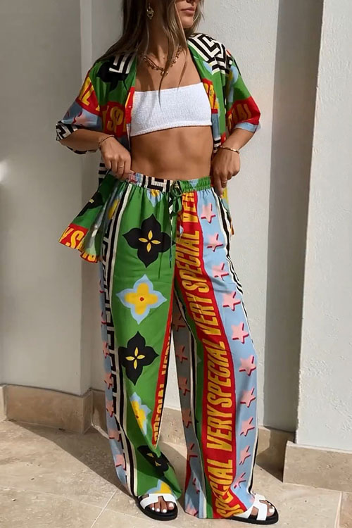 Kathiadress Loose Floral Print Casual Two-Piece Set