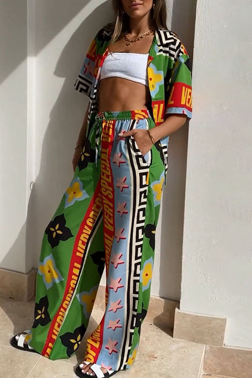 Kathiadress Loose Floral Print Casual Two-Piece Set