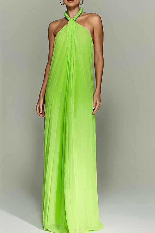 Kathiadress Chiffon Pleated Neck Dress
