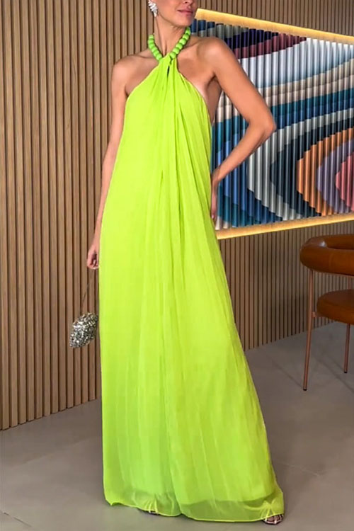Kathiadress Chiffon Pleated Neck Dress