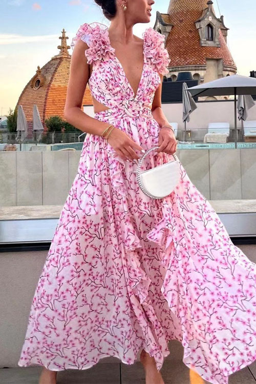 Kathiadress Countryside-style Floral Hollow Out Dress