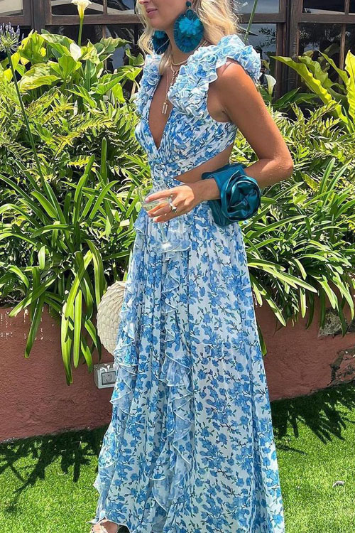 Kathiadress Countryside-style Floral Hollow Out Dress