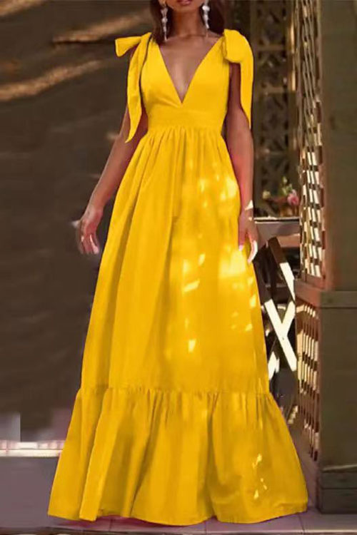 Kathiadress Backless Halter Dress with Bow Detail