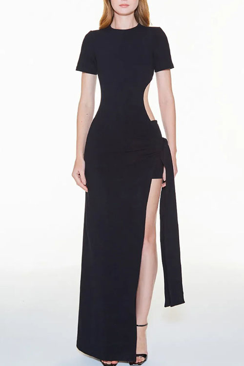 Kathiadress Backless Strappy Slimming Split Dress