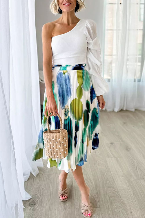 Kathiadress One Shoulder Mesh Patchwork Irregular T-Shirt