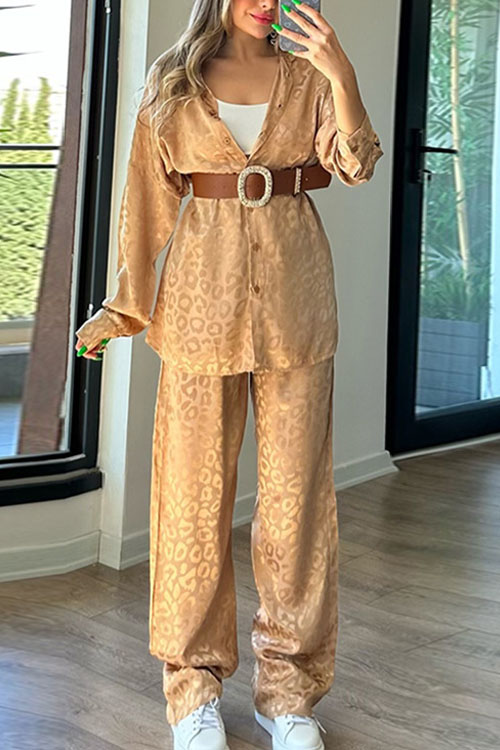 Kathiadress Loose Leopard Print Casual Women's Suit