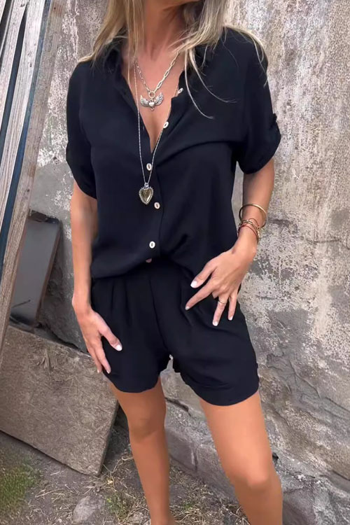 Kathiadress Cotton Linen Short Sleeve Shorts Casual Suit