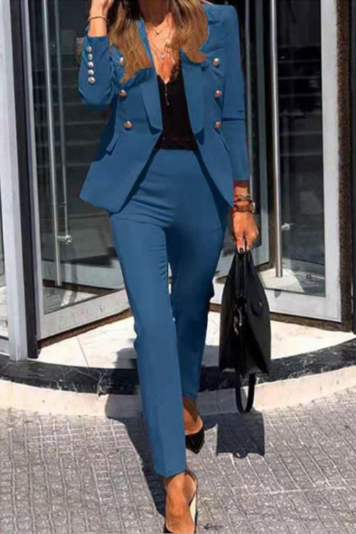 Kathiadress  Solid Color Fashion Two Piece Suit