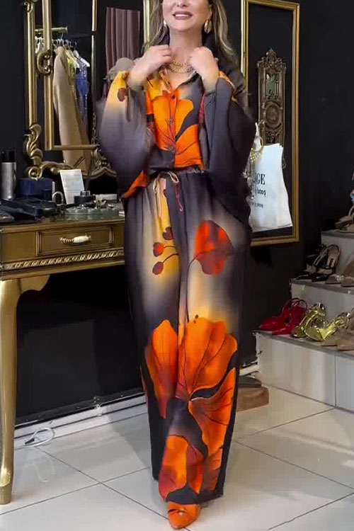 Kathiadress Printed Top Wide Leg Pants Fashion Two-piece Set