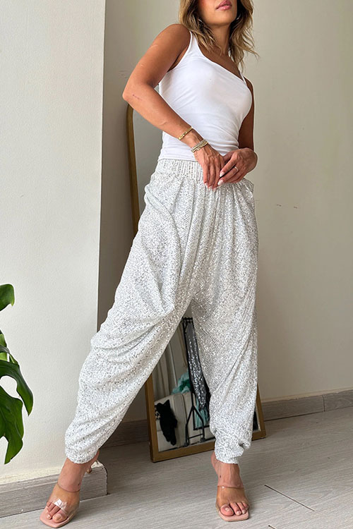 Kathiadress Party Loose Sequin Casual Lantern Pants