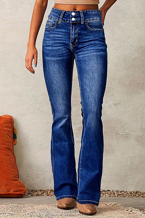 Kathiadress  Washed Street Flared Vintage Stretch Jeans