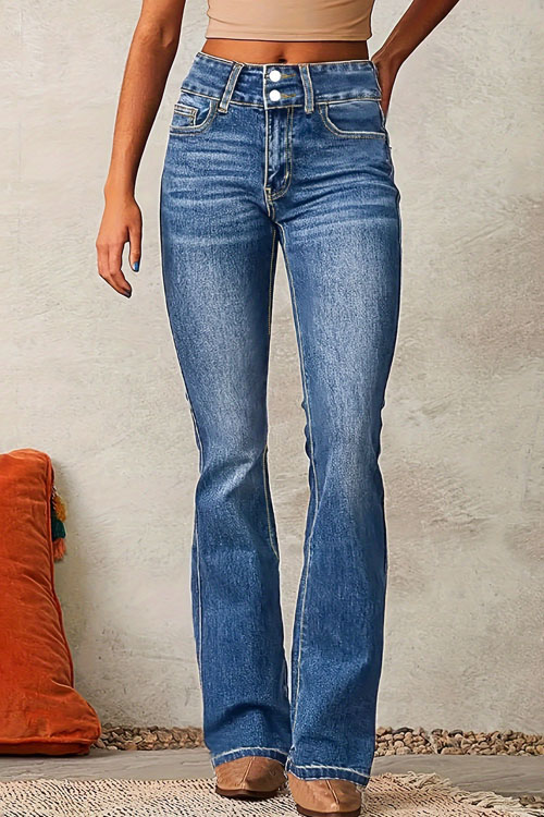 Kathiadress  Washed Street Flared Vintage Stretch Jeans