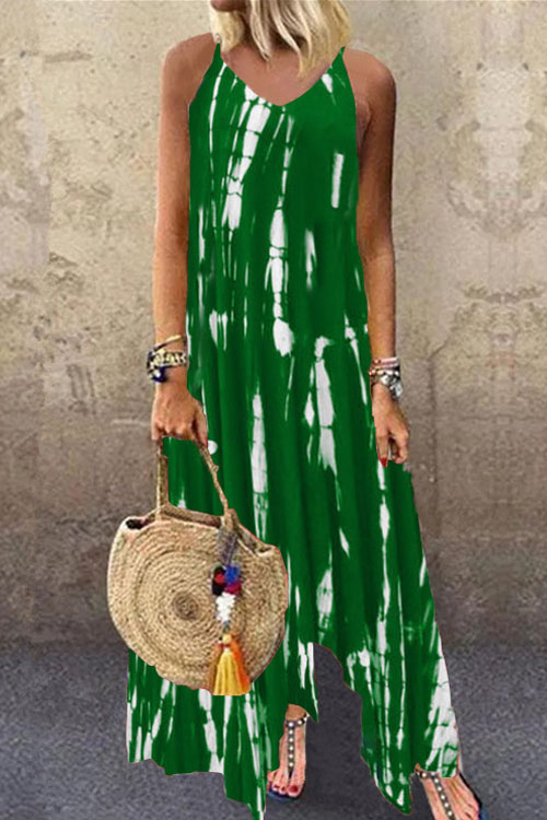 Kathiadress Printed Tie-Dye Pocket Dress