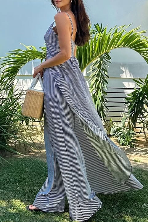 Kathiadress Striped suspender top with striped trousers two-piece suit