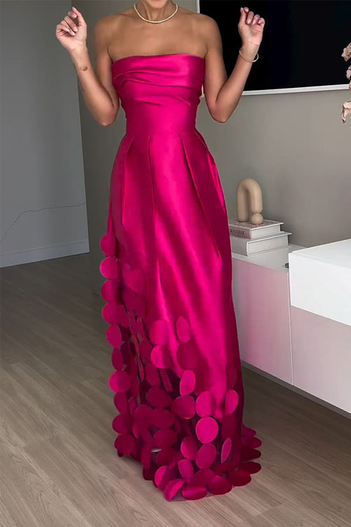 Kathiadress Satin Strapless High Waist Dress