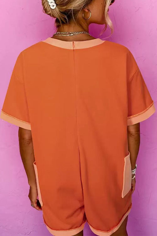 Kathiadress New colorblock high waist double pocket straight jumpsuit