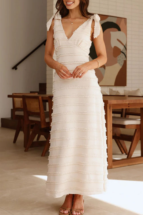 Kathiadress   French retro gentle V-neck textured dress