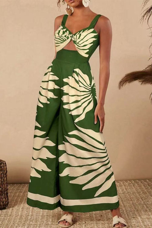 Kathiadress Printed Casual Fashion Suspender Jumpsuit