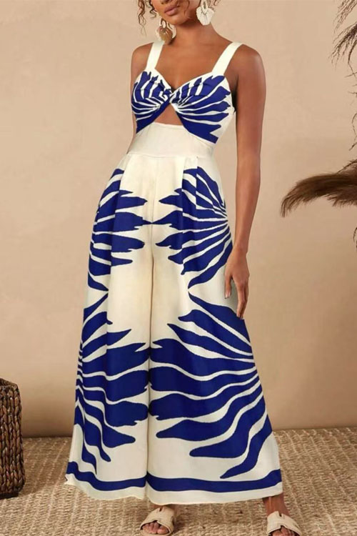 Kathiadress Printed Casual Fashion Suspender Jumpsuit