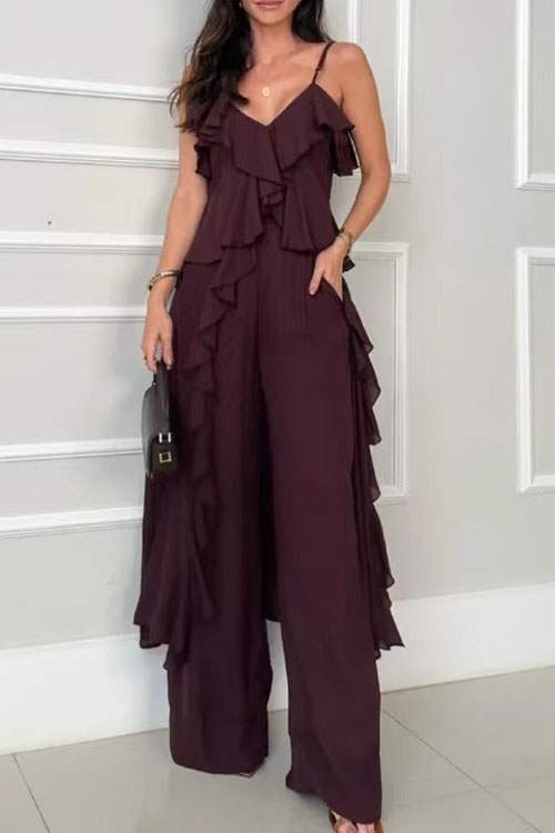 Kathiadress  Ruffled sleeveless suspender jumpsuit
