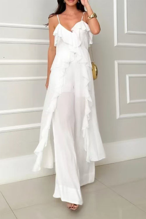 Kathiadress  Ruffled sleeveless suspender jumpsuit