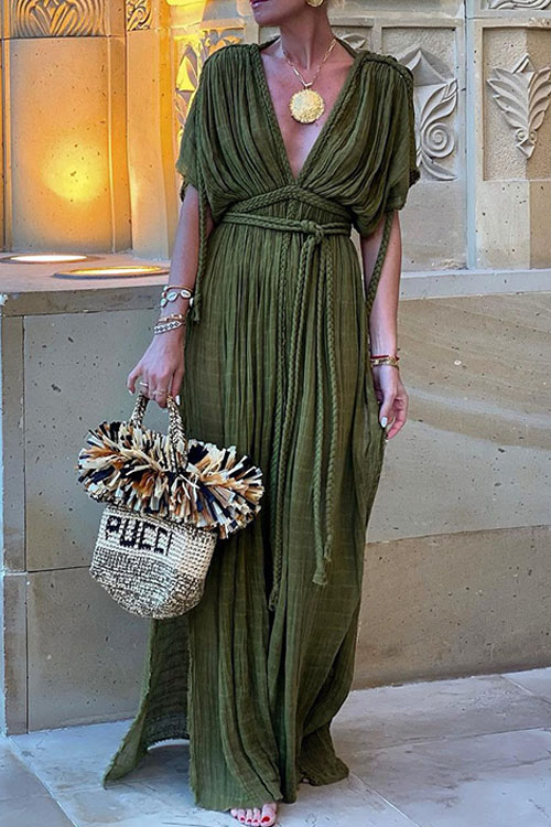 Kathiadress Tie Rope Loose Beach Dress