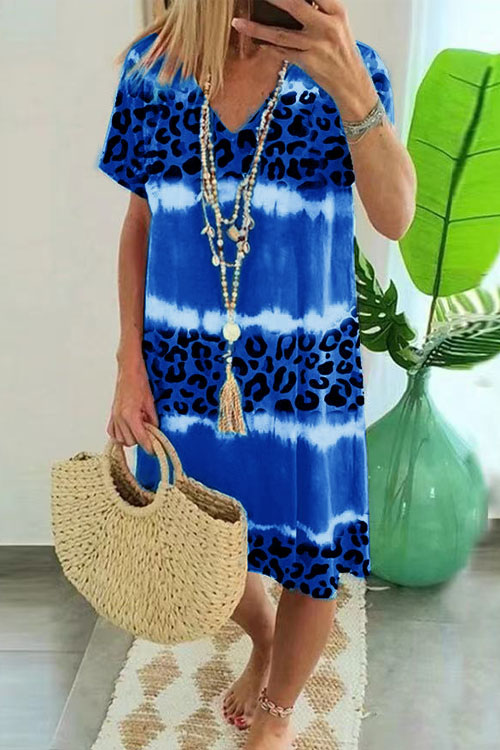 Kathiadress Leopard Print Casual Midi Dress