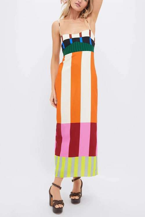 Kathiadress Colorblocked Split Stripe Dress