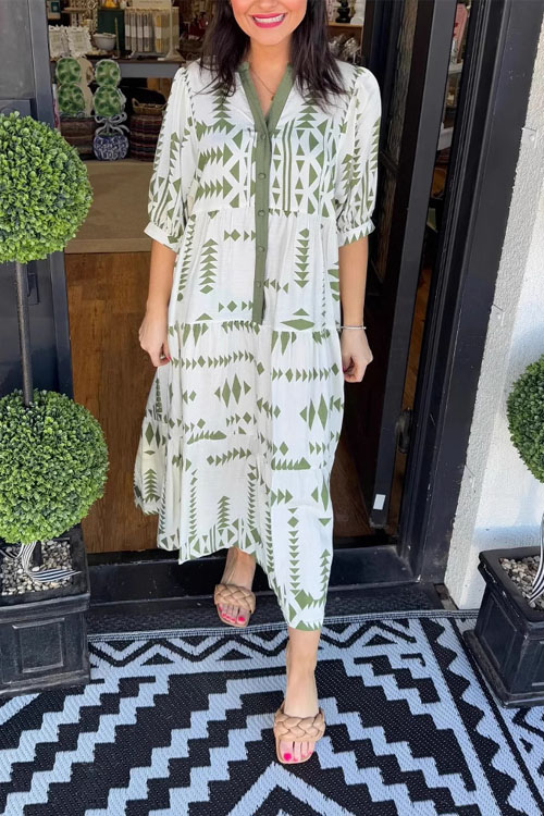 Kathiadress Pullover Printed Boho Dress