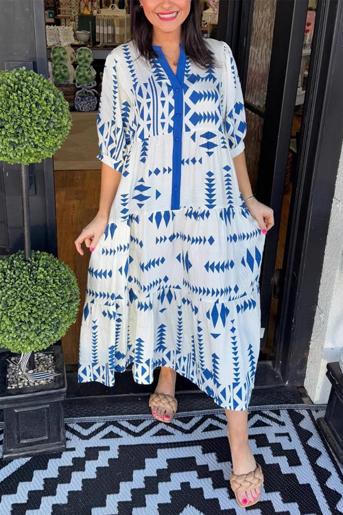 Kathiadress Pullover Printed Boho Dress
