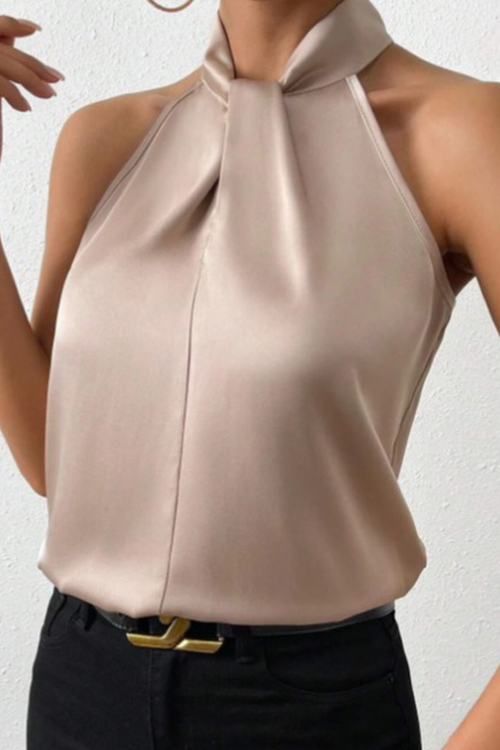 Kathiadress Halterneck Sleeveless Satin Top