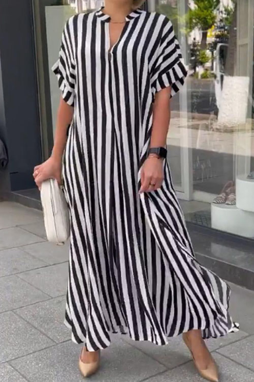 Kathiadress Striped Split Hem Maxi Dress