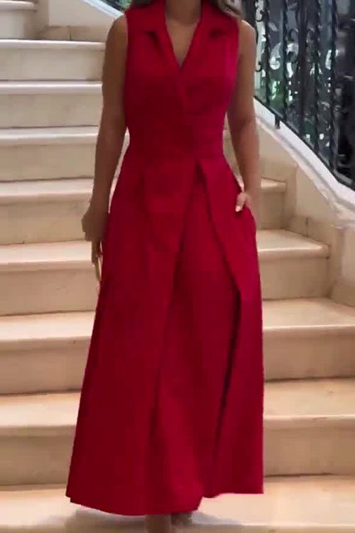 Kathiadress Solid Color Ruffle Sleeveless Dress