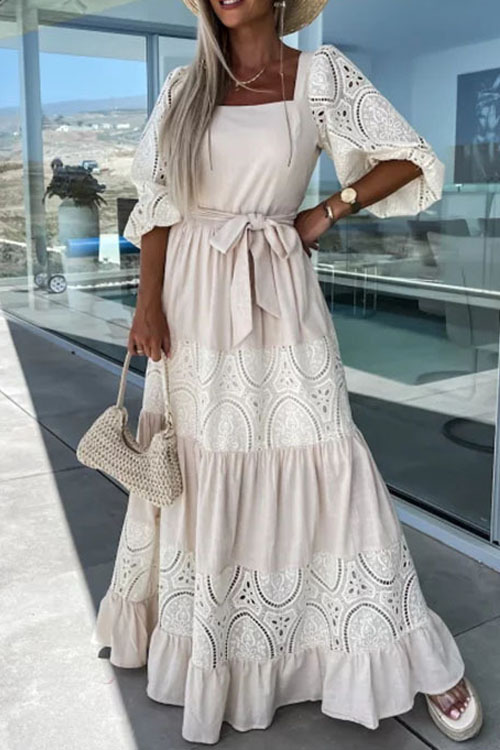 Kathiadress Casual Loose Fit Waist-Tied Dress