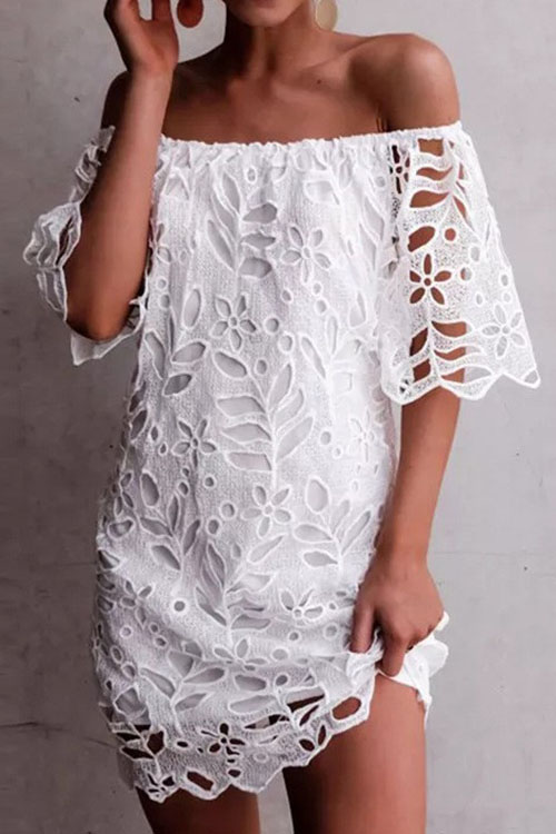 Kathiadress Lace Trimmed Midi Sleeve Dress