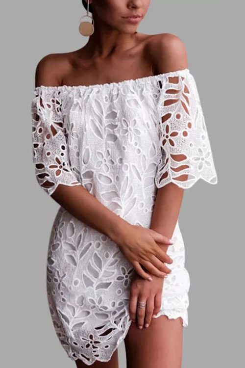 Kathiadress Lace Trimmed Midi Sleeve Dress