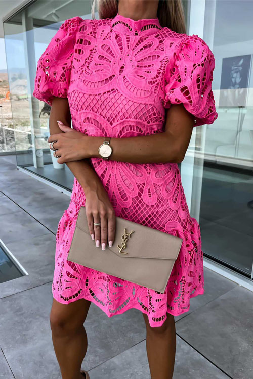 Kathiadress Hollowed-out Lace Floral Dress