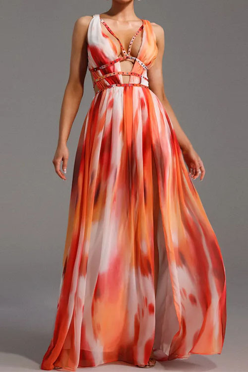 Kathiadress Slit-front slim-fit fashion long dress